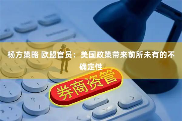 杨方策略 欧盟官员：美国政策带来前所未有的不确定性